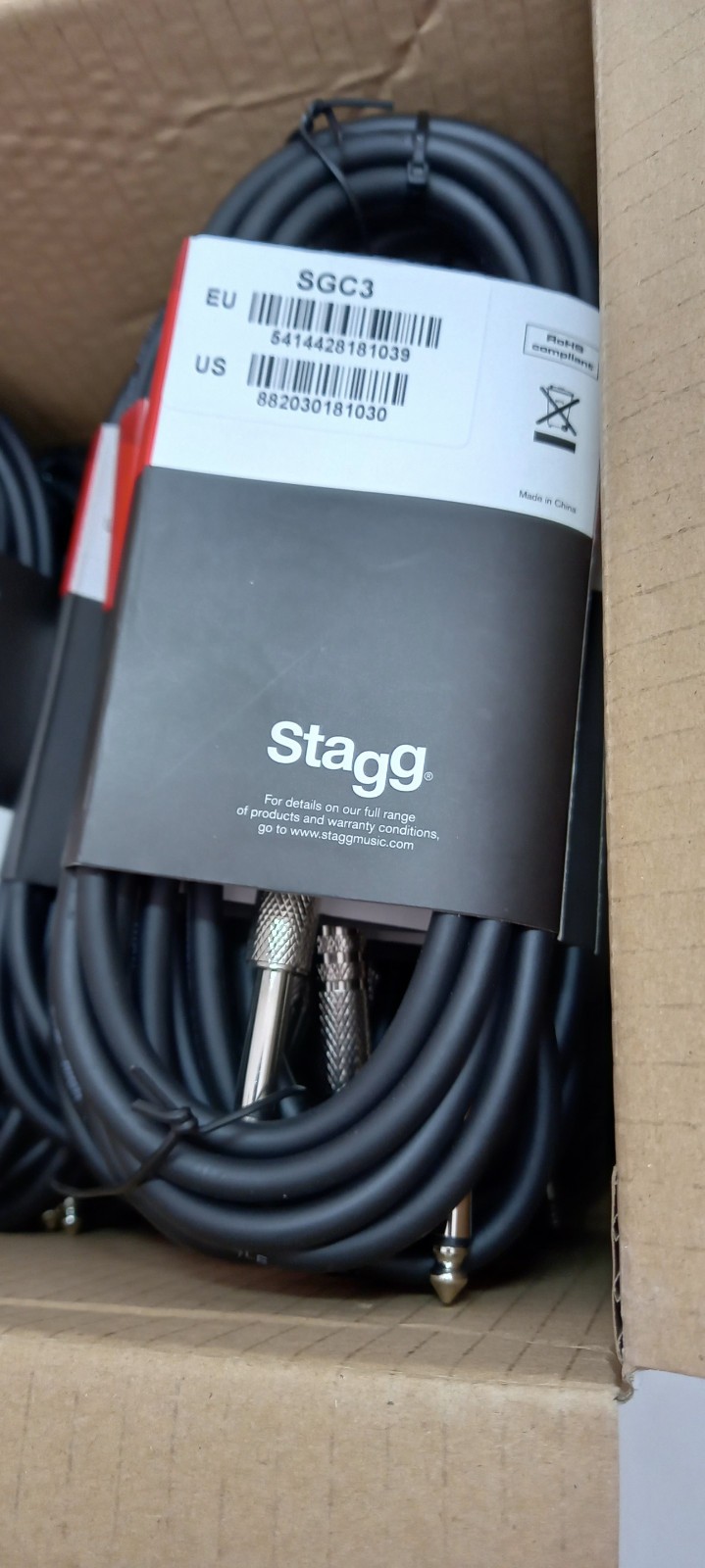 Cavo Strumento Chitarra Stagg SGC3 3M - 25 Pezzi foto 2