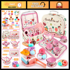 Tea Party Set for Girls - Flower Tea Set Toys for Ages 3-6, Pretend Play Kitchen