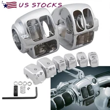 Chrome Switch Housings +6Pcs Button Caps For Harley Dyna Softail XL Road King