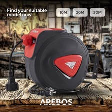 AREBOS Automatic Cable Reel with Wall Mount, Retractable Extension Cable Reel HD