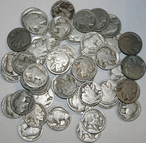 Buffalo Nickels, Lot of 40 Coins with good details but NO DATES