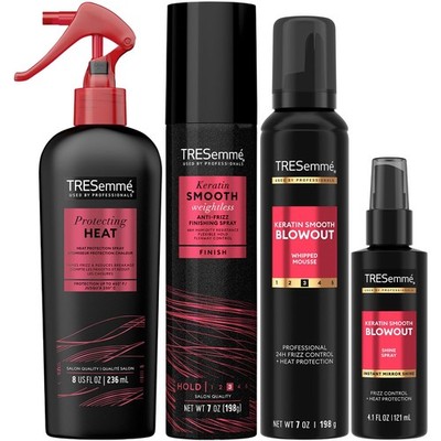 Keratin Smooth Blowout Hair Styling Bundle   Mousse + Finishing, Protecting H...