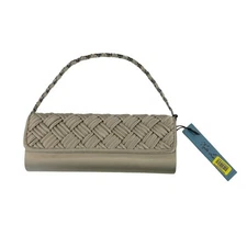 NWT Kate Landry Taupe Woven Evening Clutch or Shoulder Bag
