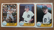 1981 FLEER Kirk Gibson#481,Mark Fidrych#462,Lance Parrish#467 Baseball Cards