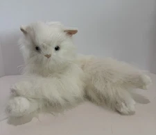 Vtg 2004 Hosung White Persian Cat 15” Plush Fluffy Blue Eyes Pink Nose Realistic