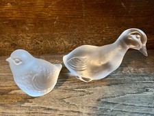 Ensemble de 1 Canard en Cristal Baccarat + 1 Moineau En Cristal De Baccarat