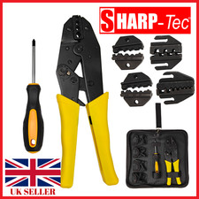 7PC Ratchet Crimping Tool Set | MC4 | 5 Interchangeable Jaws | Bare Tube Ferrule