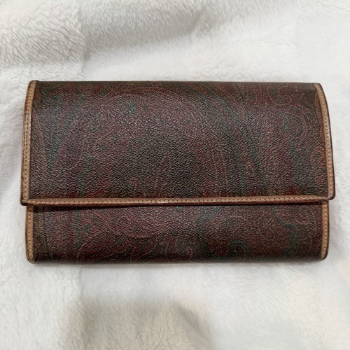 Etro Milano Paisley Leather Checkbook Wallet Clutch Made In Italy Boho Luxury - Afbeelding 13 van 13