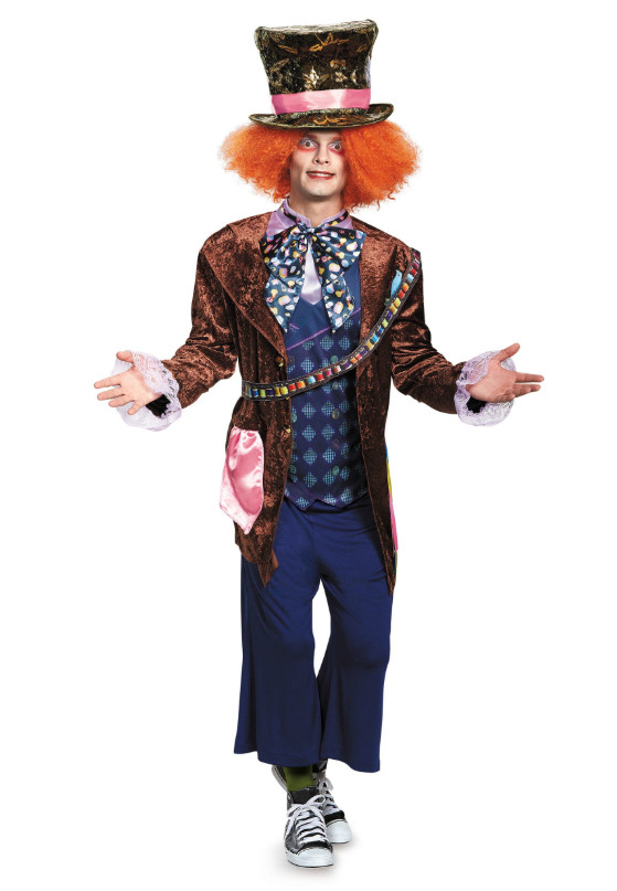 Deluxe Mad Hatter Adult Costume 6-Piece Jacket Vest Hat Sash Set