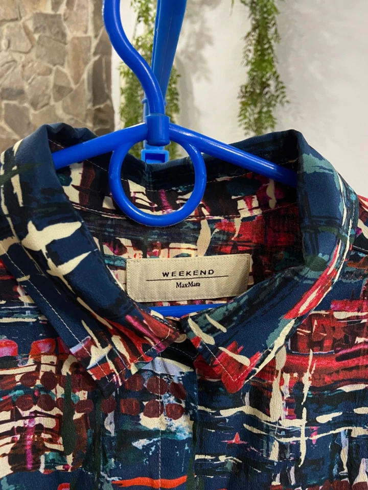 Camisa Max Mara Weekend Colorida Estampado Floral Seda Manga Larga Abotonada Talla 10 Foto 3 de 4