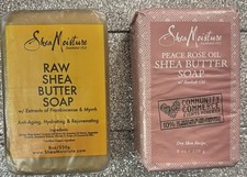 2 Pack: Shea Moisture Peace Rose Oil & Raw Shea Butter Bar Soaps 8 oz Bars