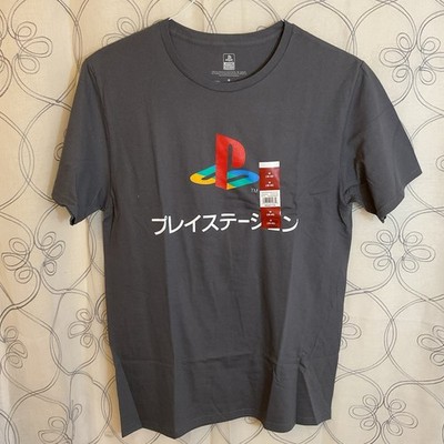 NWT PlayStation Men s Graphic Tee Short Sleeves Kanji Design Gray Size Medium