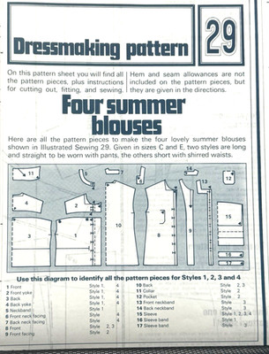 Dressmaking Pattern #29 - Summer Blouses (Various Sizes) New