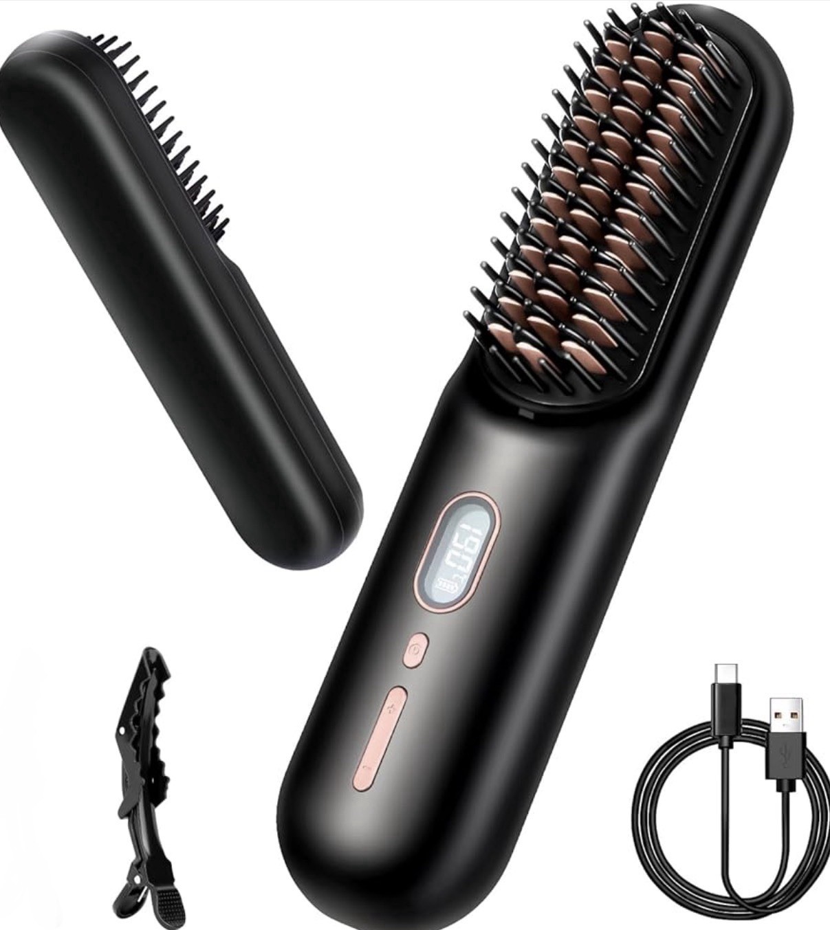 Cordless Brush Hot Comb Hair Curling And Portable Straightener Use Anywhere 230C
