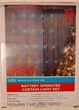 150 LED Battery  Operated Curtain Light Set   Multicolor   Indoor/Outdoor   8 Mod