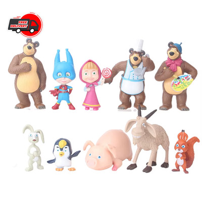 10pcs/set Masha Figure Toys Doll Masse Bear for Kids