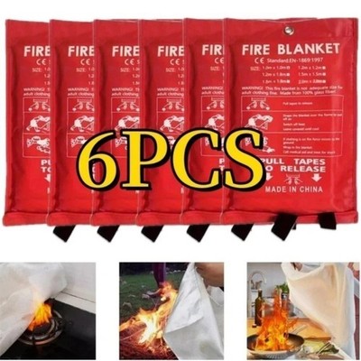 6PK Fire Blanket 39x39 Inch - Fiberglass Emergency Safety Cover for Home & Car