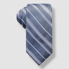Ryan Seacrest Distinction Men's Blue Silk Ribbon Striped Neck Tie Size 57x3