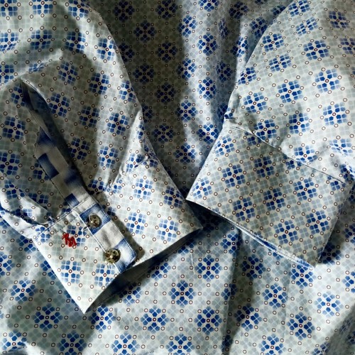 Camisa Robert Graham Cachemira Bordada Puño Abatible Talla 3XL Azul Blanco Manga Larga - Imagen 5 de 9