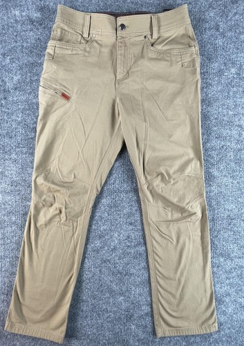 Brunt Torra Arbeitshose Herren 34x34 Khaki Stretch Utility Reißverschlusstasche Knieeinsatz