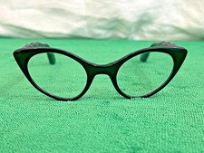 Vintage Cat Eye Glass, Black Plastic Frames
