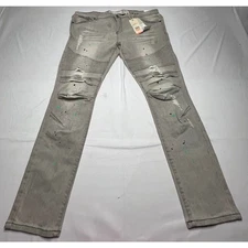 NWT Kindred Men's Paint Splatter Modern Slim Fit Gray Jeans - Size 42x32