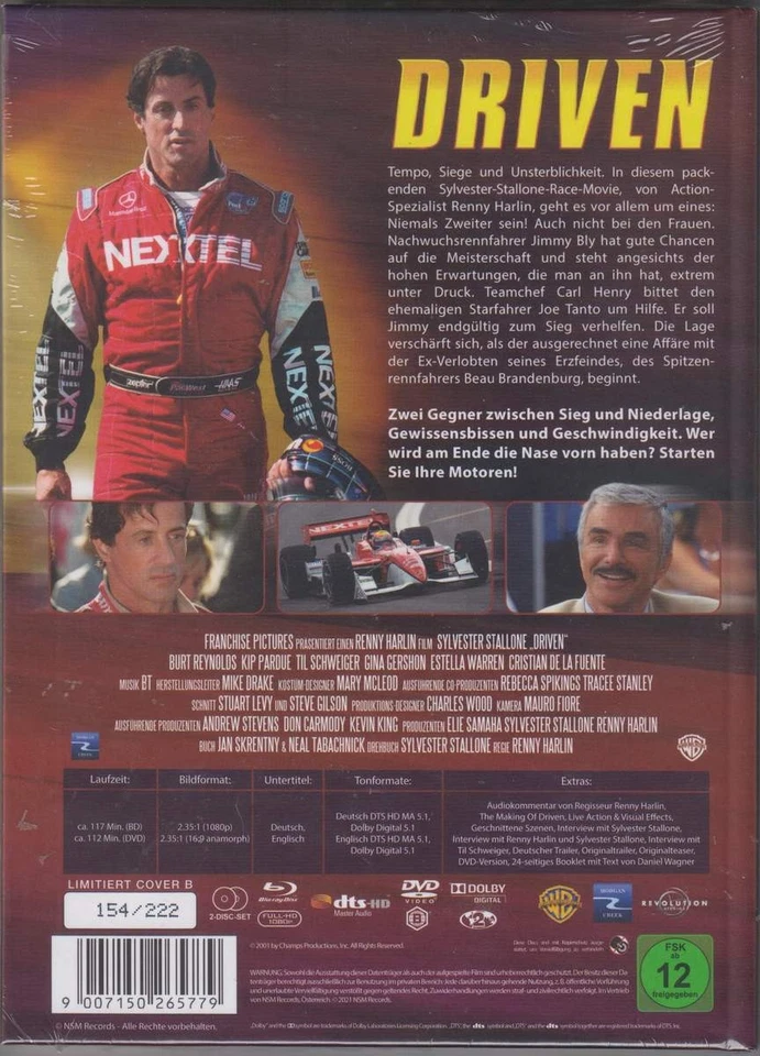 "DRIVEN" - Sylvester Stallone - Car Racing - ltd Blu-ray + DVD MEDIABOOK Cover B - Bild 2 von 3