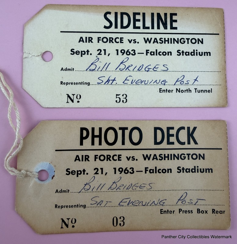 Sep 21 1963 Press Passes Tickets Air Force vs Washington College Football