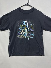 90s Vintage Star Wars Single Stitch Kids L 10-12 Rare Black Luke Skywalker