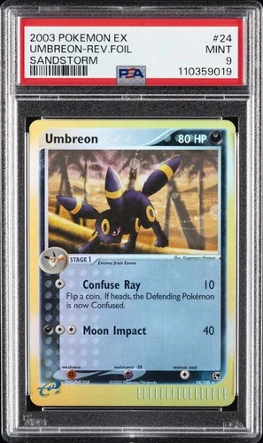2003 POKEMON EX SANDSTORM #24 UMBREON-REVERSE FOIL PSA 9