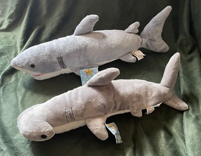 19'' GREAT WHITE  Shark plush w/tag & 18  HAMMERHEAD Shark w/tag Wild Republic fa