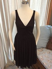 J. Crew Dark Brown 100% Silk Twist Bodice Empire Dress 4 Excellent