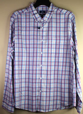 George Classic Fit Men's Blue Plaid Long Sleeve Button Down Shirt XL  46-48 