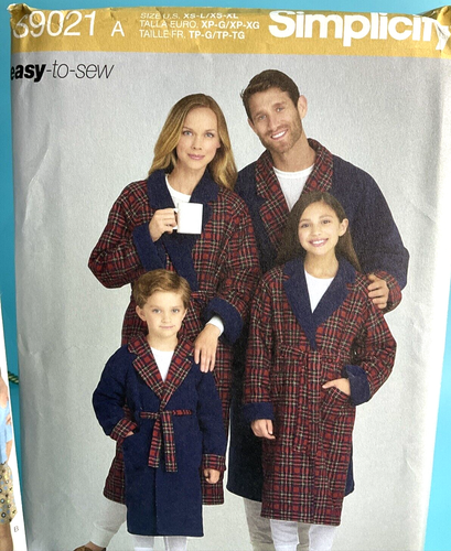 2 batas y pantalones de pijama familiares fáciles de coser Simplicity S9021 y S9127 talla XS-XL - Imagen 3 de 5