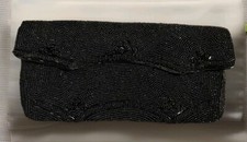 Vintage 1960 Richere Clutch Beaded Black Evening Clutch. Handmade in Japan.
