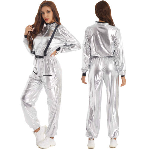 Women Astronaut Costume Space Flight Cosplay Dress Up Jumpsuit Costume Bodysuit	 - Picture 1 of 27