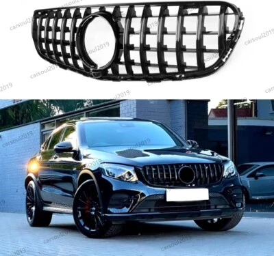 CARSOUL2019 GLOSS BLACK PANAMERICANA GT STYLE GRILLE GRILL FOR MERCEDES GLC X253 C253 15-19