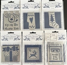 Lasting Impressions BRASS STENCIL Lot of 6 Stencils- CHRISTMAS THEME