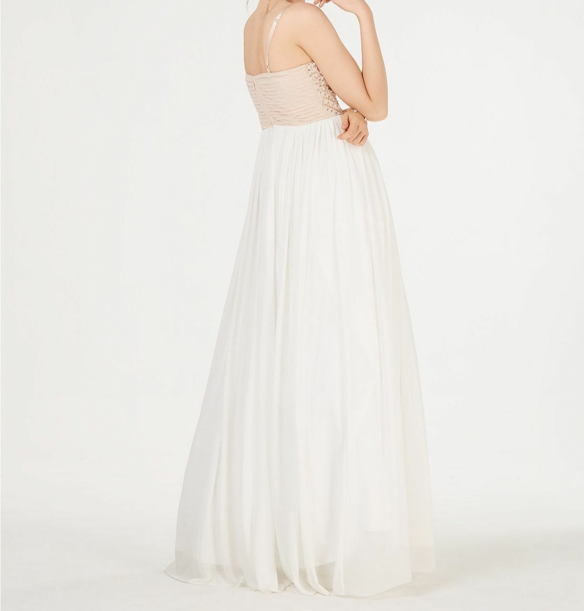 $273 Speechless Juniors Women's White Gold Beaded Sleeveless A-Line Gown  Dress 3 | eBay