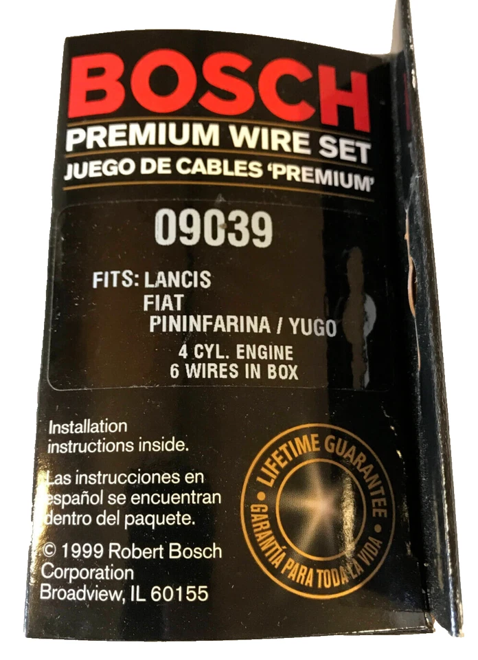 Juego de cables de bujías de silicona Bosch - #09309 - Se adapta a Fiat / Lancia y Yugo Foto 2 de 4