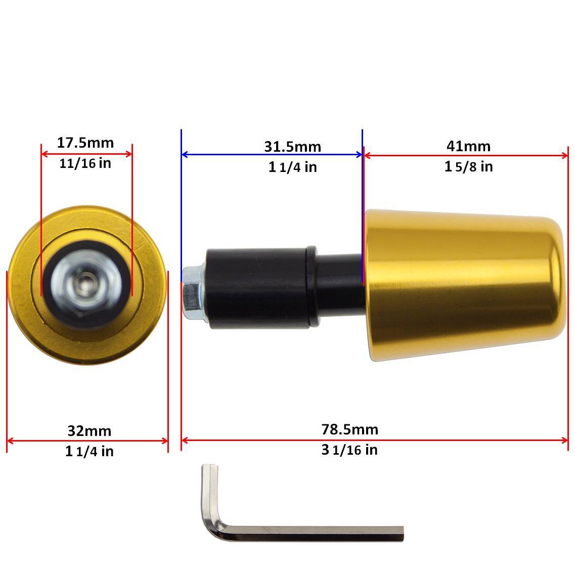 Weight Slider Gold Hollow 7/8" Bars 6mm Handle Bar End CNC Beveled Stop