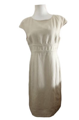 Anne Klein 100% Linen Dress Fully Lined Sz 8 Petite Beige Cap Sleeve Old  Money | eBay