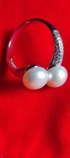 New Double Pearl Adjustable Natural Freshwater Pearl ring 925 Sterling Silver