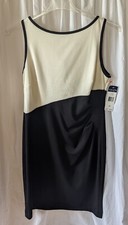 Chaps Women's Black & Cream Sleeveless Knee Length Dress Polyester Size 12 $85