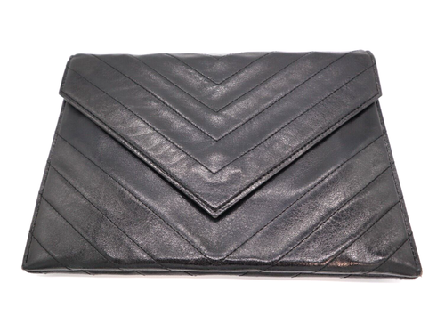 Borsa pochette Yves Saint Laurent punto V pelle nera borsa YSL originale - Foto 12 di 18