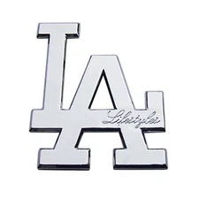 LOS ANGELES EMBLEM LA Letter "Dodger Style" CHROME ABS STICK ON CAR EMBLEM 4"