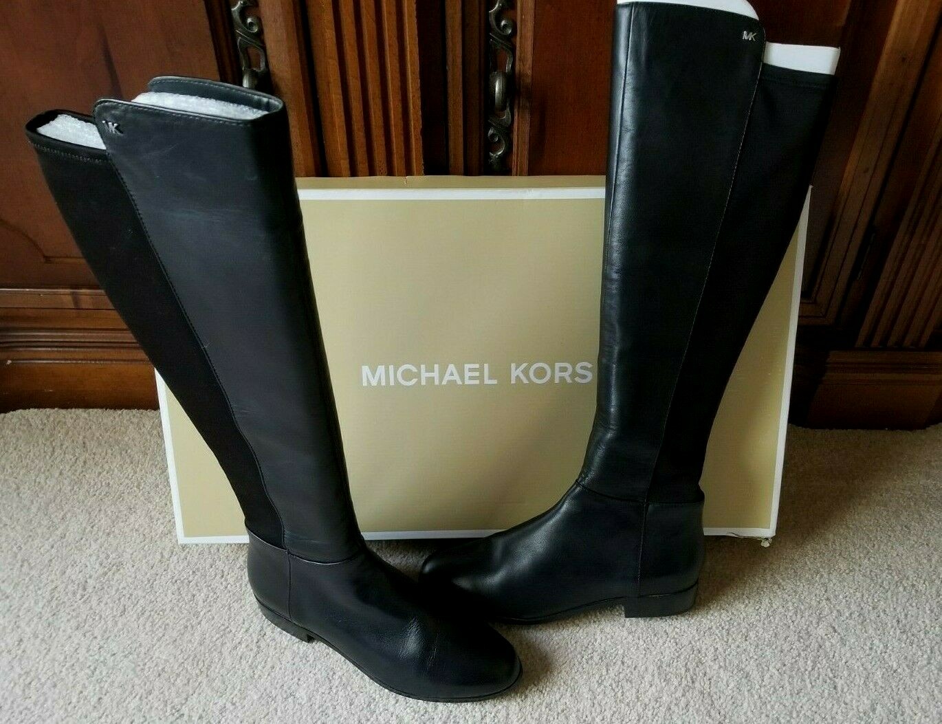 Arriba 84+ imagen michael kors bromley leather riding boots Viaterra.mx