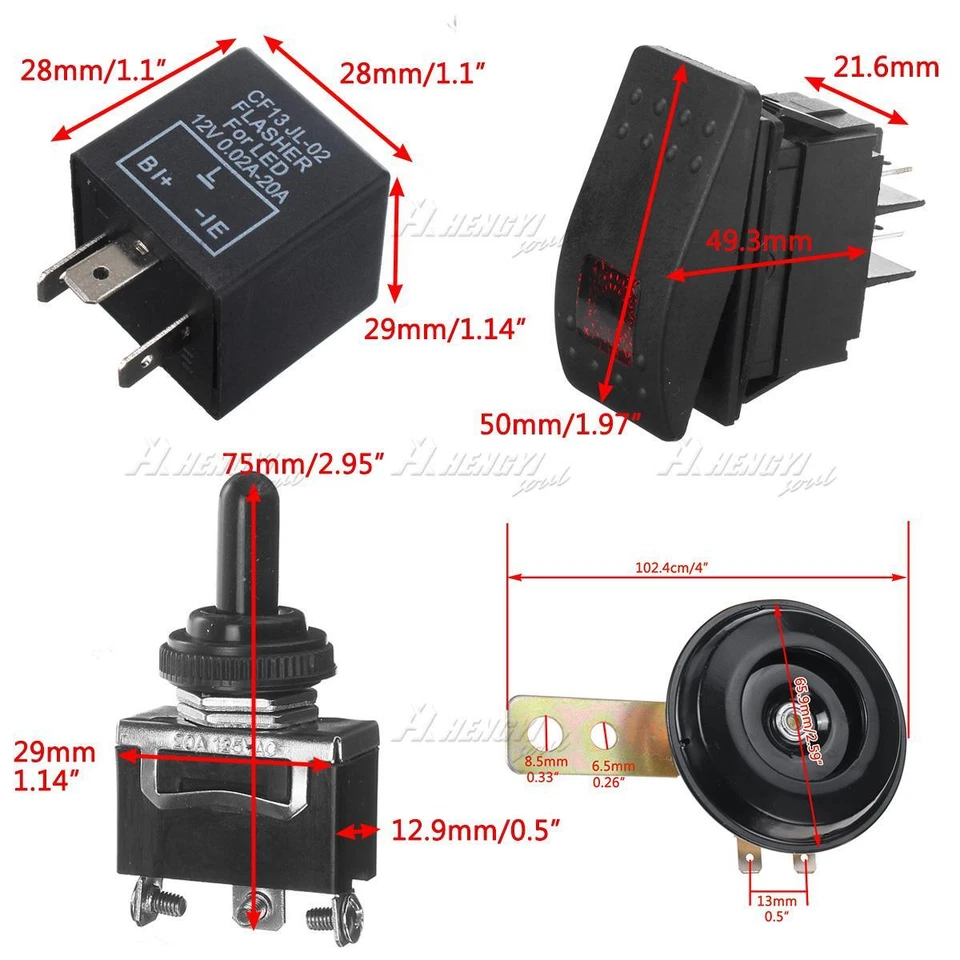 LED Turn Signal Light w/ Horn Kits DIY Rocker Switch For Polaris Ranger ATV UTV - Image 2 of 4