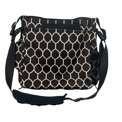 Skip Hop Canvas Diaper Bag Tote Adjustable Shoulder Strap Brown Black Geometric - Picture 2 of 12