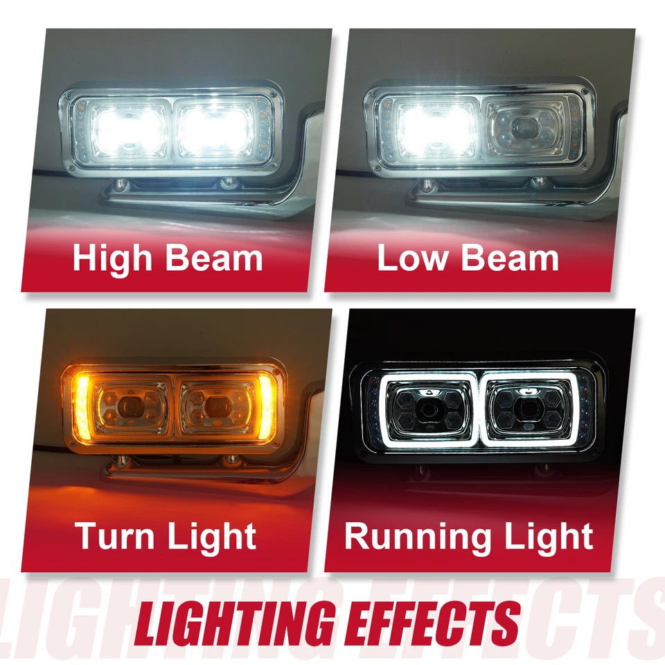 Faros proyectores SEÑAL LED DRL DUAL para Peterbilt 81-21 359 379 389 DOT/SAE Foto 3 de 4